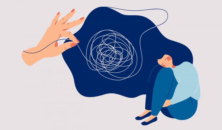 Illustration représentant la santé mentale précaire des étudiants.